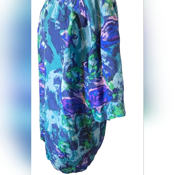 Vtg 90s Abstract Hawaiian Floral Rockabilly Silk Mens Shirt Size M Spring Summer - Picture 3 of 8